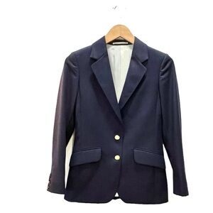 Vintage Aquascutum London Navy Blue Wool Blazer